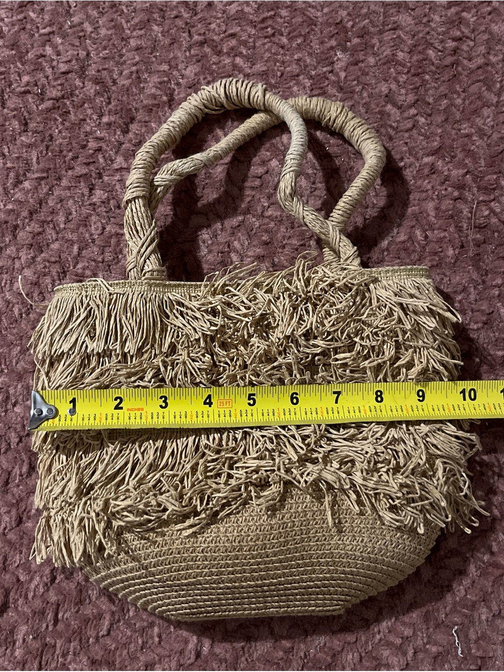 Fringe Straw Tote Bag in Beige - Women